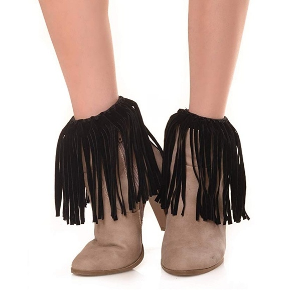 Black Fringe Boot Cuffs - Picture 3 of 3